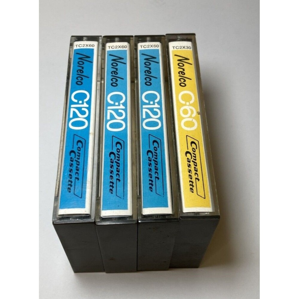 Vintage Collectible Norelco Recordable Cassette Tapes C-120 C-60 lot of 4